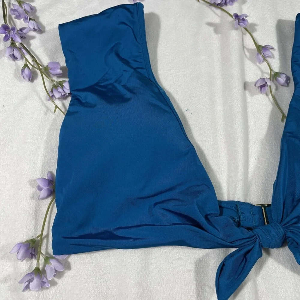 NWT Trina Turk Getaway Front Knot Bikini Top in Dark‎ Teal [size 8 ]